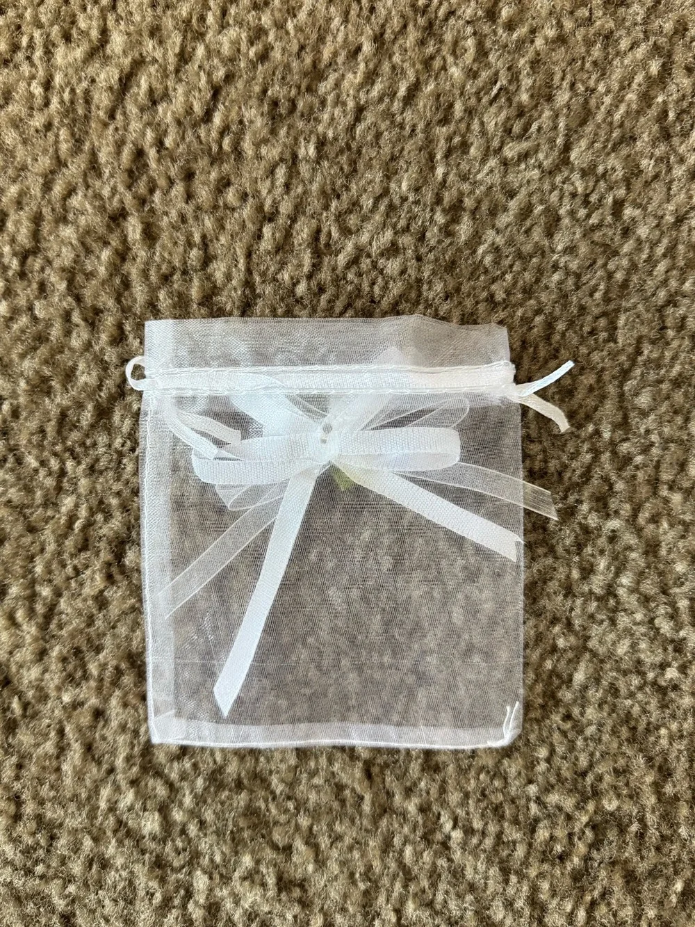 50 PCS White 3D Flower Organza Drawstring Gift Bags